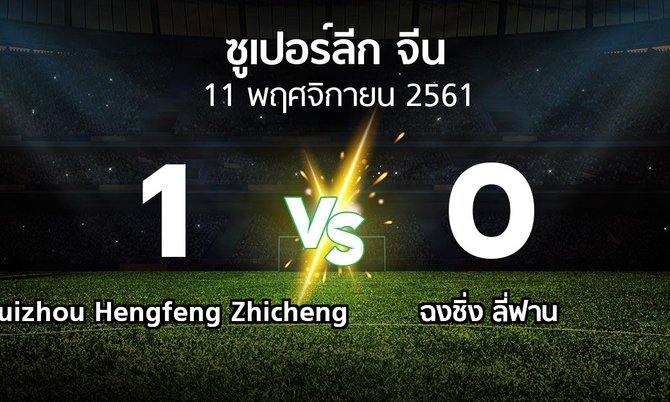 ผลบอล : Guizhou Hengfeng Zhicheng vs Lifan (ซูเปอร์ลีกจีน 2018)