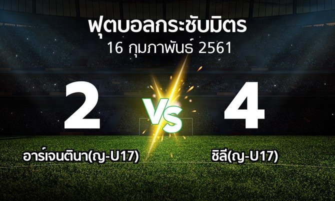 ผลบอล : อาร์เจนตินา(ญ-U17) vs ชิลี(ญ-U17) (ฟุตบอลกระชับมิตร)
