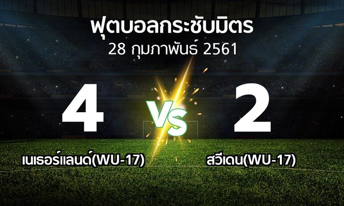 ผลบอล : เนเธอร์แลนด์(WU-17) vs สวีเดน(WU-17) (ฟุตบอลกระชับมิตร)