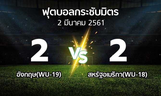 ผลบอล : อังกฤษ(WU-19) vs สหรัฐอเมริกา(WU-18) (ฟุตบอลกระชับมิตร)