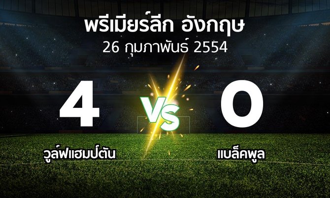 รายงานการแข่งขัน : วูล์ฟแฮมป์ตัน vs แบล็คพูล (Premier League 2010-2011)