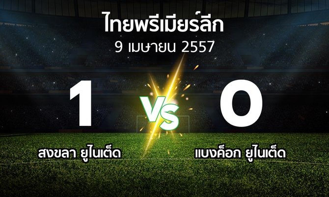 รายงานการแข่งขัน : สงขลา ยูไนเต็ด vs แบงค็อก ยูไนเต็ด (Thailand Premier League 2014)
