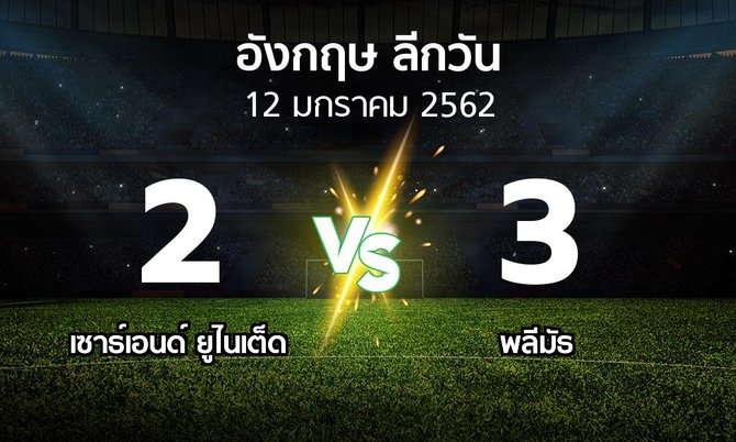 ผลบอล : เซาธ์เอนด์ ยูไนเต็ด vs พลีมัธ (ลีกวัน-อังกฤษ 2018-2019)