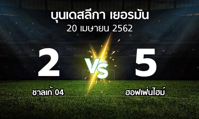 ผลบอล : ชาลเก้ 04 vs ฮอฟเฟ่นไฮม์ (บุนเดสลีกา 2018-2019)