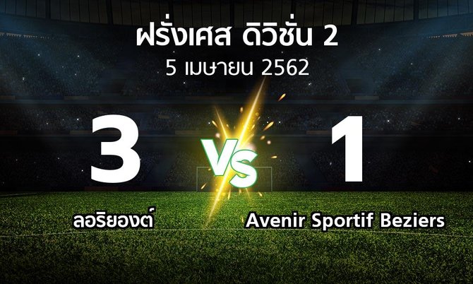 ผลบอล : ลอริยองต์ vs Avenir Sportif Beziers (ฝรั่งเศส-ดิวิชั่น-2 2018-2019)