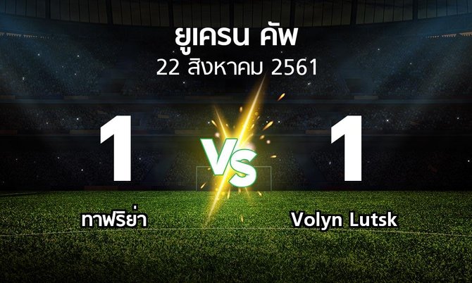 ผลบอล : ทาฟริย่า vs Volyn Lutsk (ยูเครน-คัพ 2018-2019)