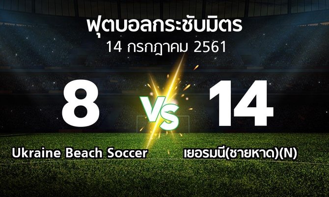 ผลบอล : Ukraine Beach Soccer vs เยอรมนี(ชายหาด)(N) (ฟุตบอลกระชับมิตร)