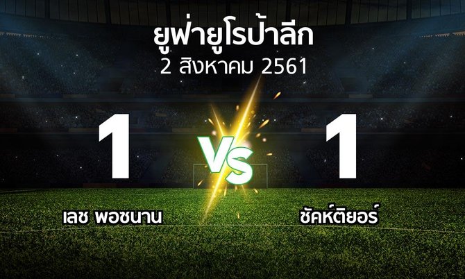 ผลบอล : เลช พอซนาน vs ชัคห์ติยอร์ (ยูฟ่า ยูโรป้าลีก 2018-2019)
