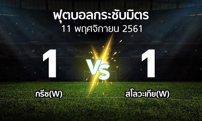 ผลบอล : กรีซ(W) vs สโลวะเกีย(W) (ฟุตบอลกระชับมิตร)