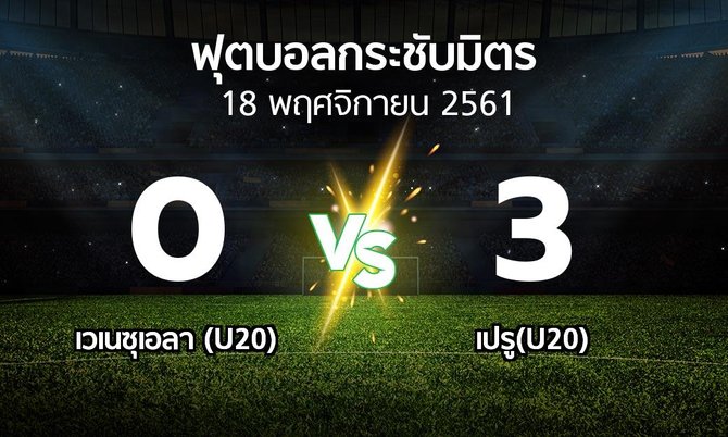 ผลบอล : เวเนซุเอลา (U20) vs เปรู(U20) (ฟุตบอลกระชับมิตร)