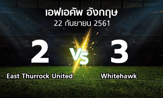 ผลบอล : East Thurrock United vs Whitehawk (เอฟเอ คัพ 2018-2019)