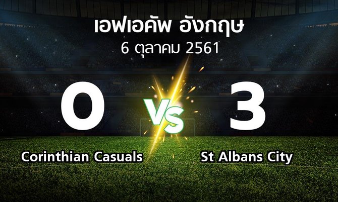 ผลบอล : Corinthian Casuals vs St Albans City (เอฟเอ คัพ 2018-2019)
