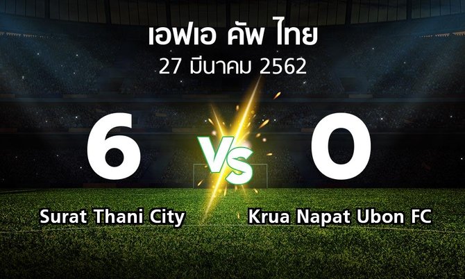 ผลบอล : Surat Thani City vs Krua Napat Ubon FC (ไทยเอฟเอคัพ 2019)