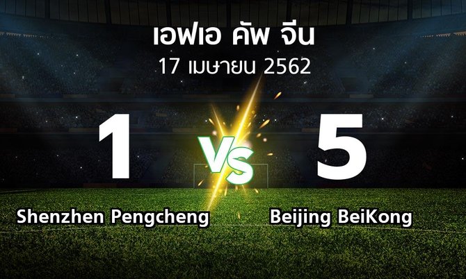 ผลบอล : Shenzhen Pengcheng vs Beijing BeiKong (เอฟเอ-คัพ-จีน 2019)