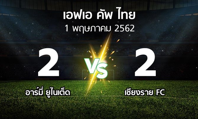ผลบอล : อาร์มี่ ยูไนเต็ด vs เชียงราย FC (ไทยเอฟเอคัพ 2019)