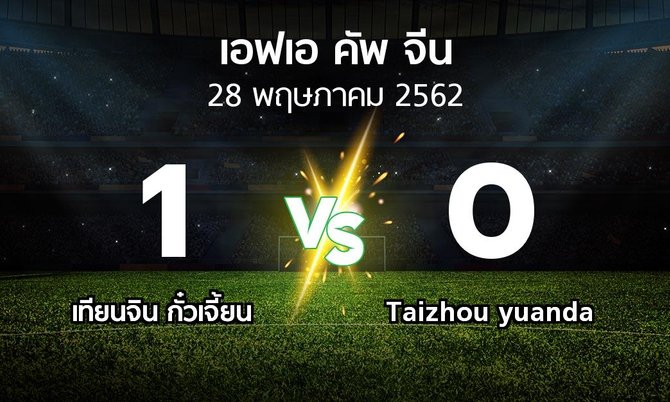 ผลบอล : เทียนจิน กั๋วเจี้ยน vs Taizhou yuanda (เอฟเอ-คัพ-จีน 2019)