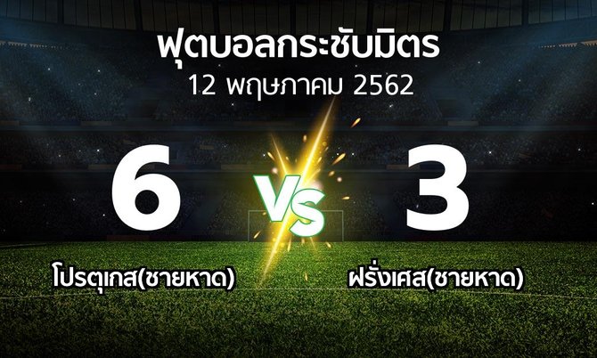 ผลบอล : โปรตุเกส(ชายหาด) vs ฝรั่งเศส(ชายหาด) (ฟุตบอลกระชับมิตร)