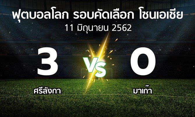 ผลบอล : ศรีลังกา vs มาเก๊า (ฟุตบอลโลก-รอบคัดเลือก-โซนเอเชีย 2019-2021)