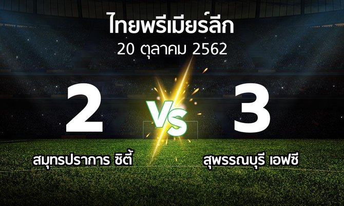 ผลบอล : สมุทรปราการ ซิตี้ vs สุพรรณบุรี เอฟซี (ไทยพรีเมียร์ลีก 2019)