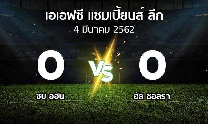 ผลบอล : ซบ อฮัน vs อัล ซอลรา (เอเอฟซีแชมเปี้ยนส์ลีก 2019)