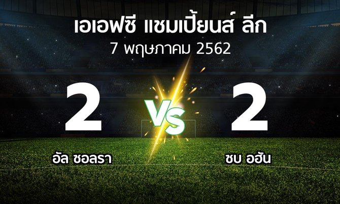 ผลบอล : อัล ซอลรา vs ซบ อฮัน (เอเอฟซีแชมเปี้ยนส์ลีก 2019)