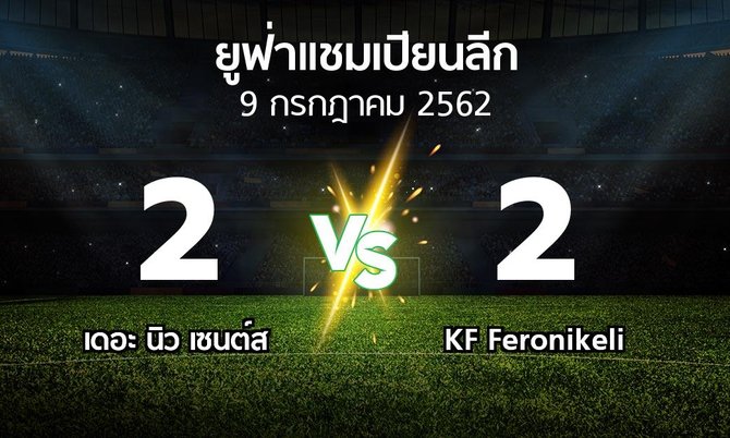 ผลบอล : เดอะ นิว เซนต์ส vs KF Feronikeli (ยูฟ่า แชมเปียนส์ลีก 2019-2020)