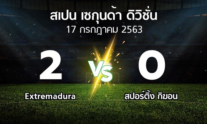 ผลบอล : Extremadura vs สปอร์ติ้ง กิฆอน (สเปน-เซกุนด้า-ดิวิชั่น 2019-2020)