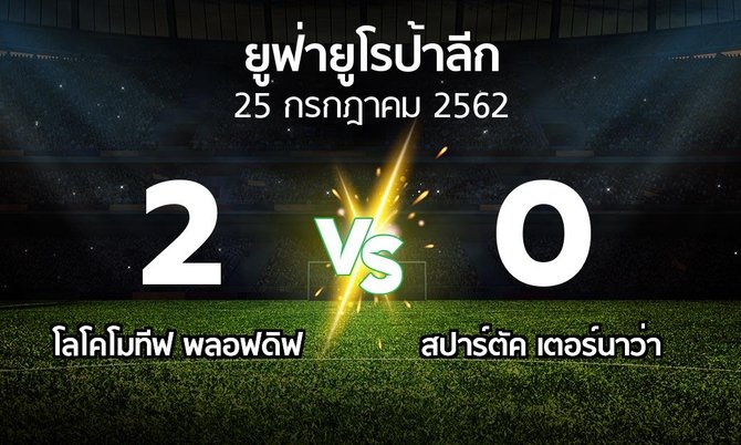 ผลบอล : โลโคโมทีฟ พลอฟดิฟ vs สปาร์ตัค เตอร์นาว่า (ยูฟ่า ยูโรป้าลีก 2019-2020)