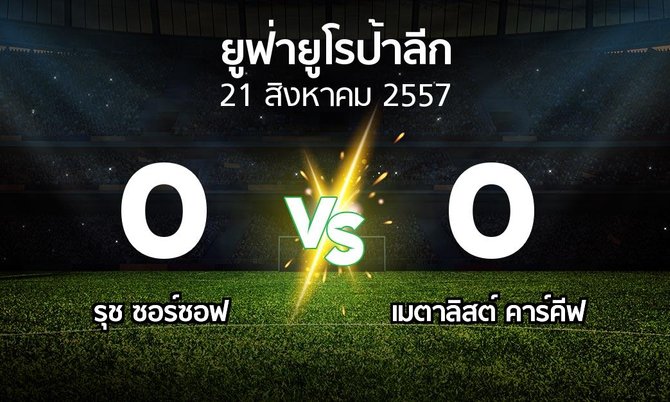 รายงานการแข่งขัน : รุช ซอร์ซอฟ vs เมตาลิสต์ คาร์คีฟ (UEFA Europa League 2014-2015)