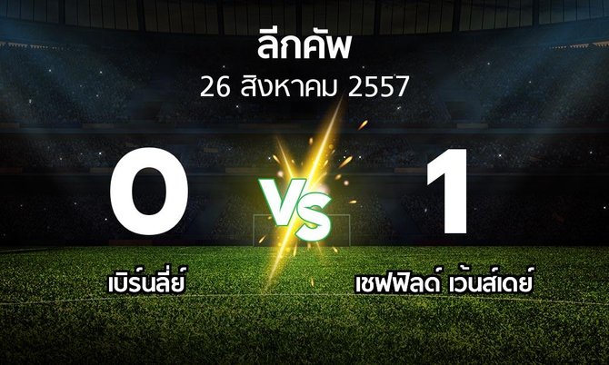 รายงานการแข่งขัน : เบิร์นลี่ย์ vs เชฟฯเว้นส์ฯ (League cup 2014-2015)