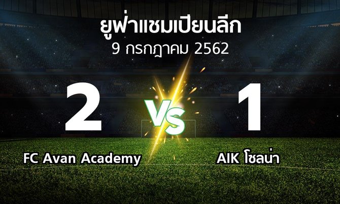 ผลบอล : FC Avan Academy vs เอไอเค (ยูฟ่า แชมเปียนส์ลีก 2019-2020)
