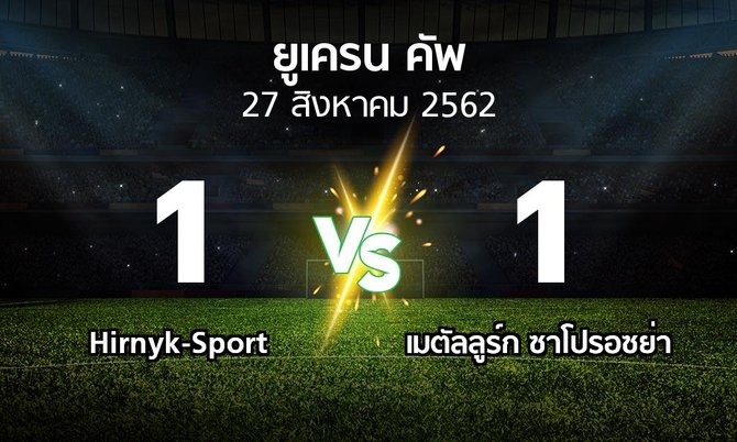 ผลบอล : Hirnyk-Sport vs เมตัลลูร์ก ซาโปรอซย่า (ยูเครน-คัพ 2019-2020)