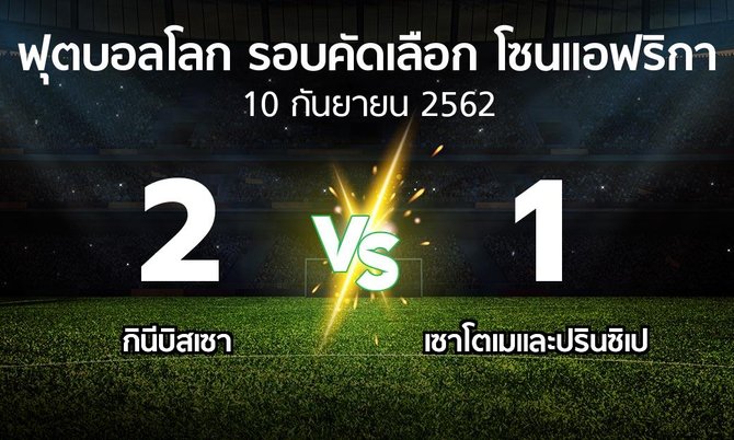 ผลบอล : กินีบิสเซา vs เซาโตเมและปรินซิเป (ฟุตบอลโลก-รอบคัดเลือก-โซนแอฟริกา 2019-2021)