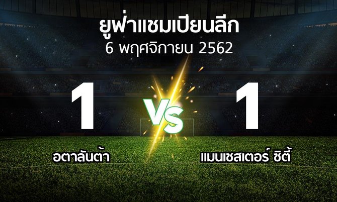 ผลบอล : อตาลันต้า vs แมนเชสเตอร์ ซิตี้ (ยูฟ่า แชมเปียนส์ลีก 2019-2020)