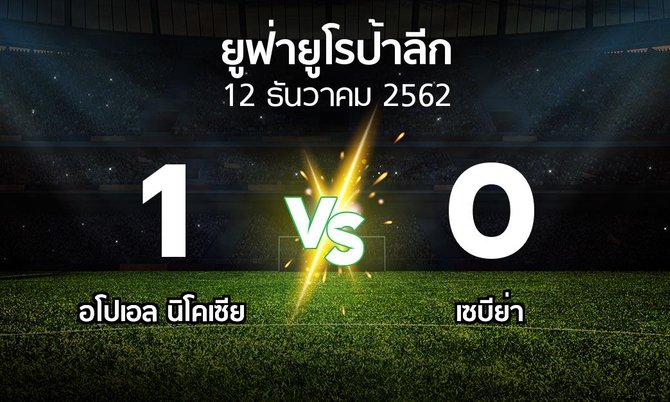 ผลบอล : อโปเอล นิโคเซีย vs เซบีย่า (ยูฟ่า ยูโรป้าลีก 2019-2020)