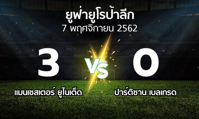 ผลบอล : แมนฯ ยูไนเต็ด vs ปาร์ติซานฯ (ยูฟ่า ยูโรป้าลีก 2019-2020)