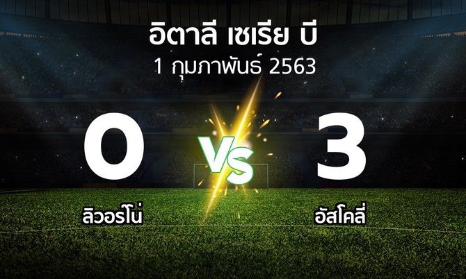 ผลบอล : ลิวอร์โน่ vs อัสโคลี่ (อิตาลี-เซเรีย-บี 2019-2020)