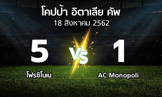 ผลบอล : โฟรซิโนเน่ vs AC Monopoli (โคปป้าอิตาเลียคัพ 2019-2020)