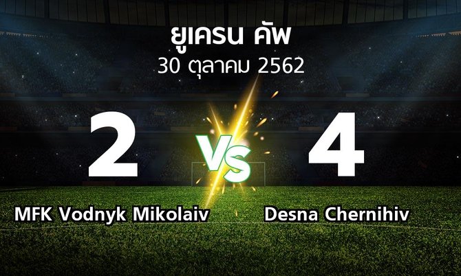 ผลบอล : MFK Vodnyk Mikolaiv vs Desna Chernihiv (ยูเครน-คัพ 2019-2020)