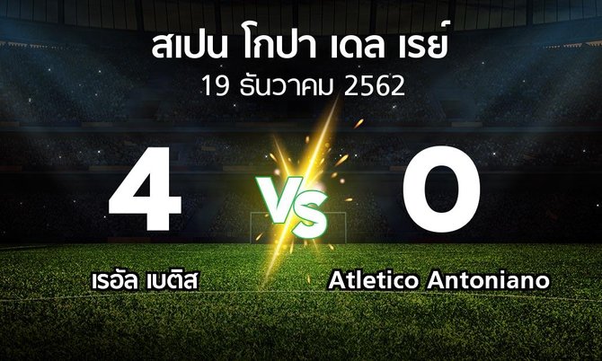 ผลบอล : เรอัล เบติส vs Atletico Antoniano (สเปน-โกปาเดลเรย์ 2019-2020)