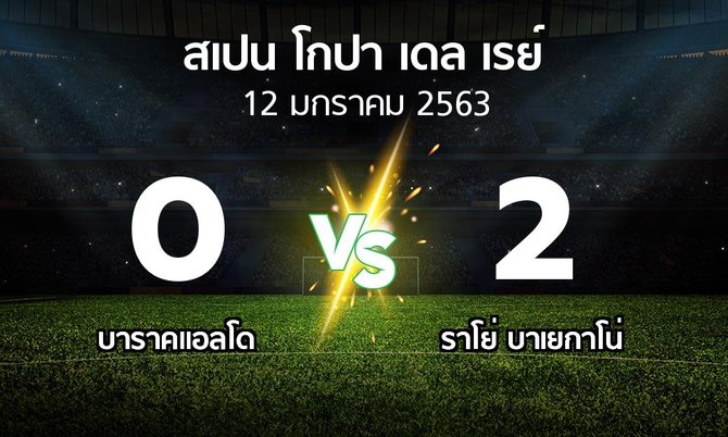 ผลบอล : บาราคแอลโด vs ราโย่ บาเยกาโน่ (สเปน-โกปาเดลเรย์ 2019-2020)