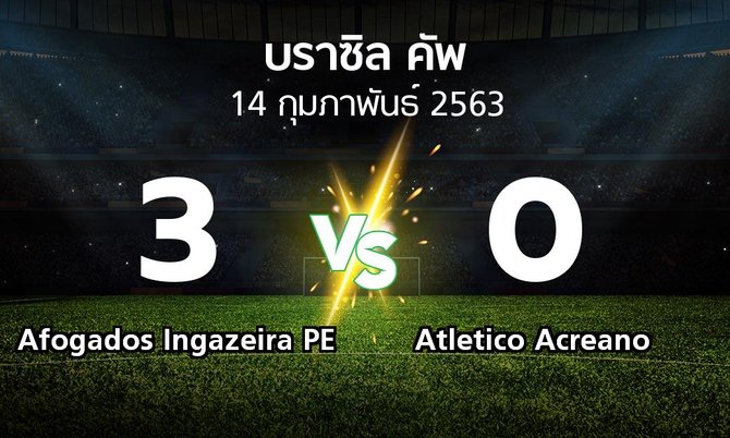 ผลบอล : Afogados Ingazeira PE vs Atletico Acreano (บราซิล-คัพ 2020)