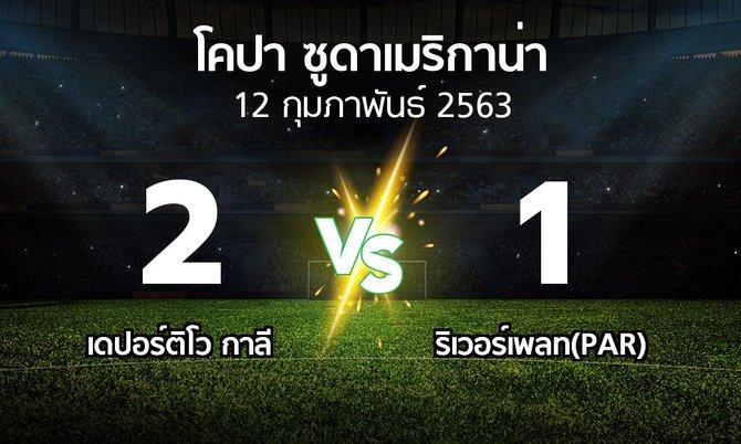 ผลบอล : เดปอร์ติโว กาลี vs ริเวอร์เพลท(PAR) (โคปา-ซูดาเมริกาน่า 2020)