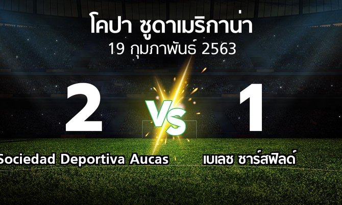 ผลบอล : Sociedad Deportiva Aucas vs เบเลซ ซาร์สฟิลด์ (โคปา-ซูดาเมริกาน่า 2020)