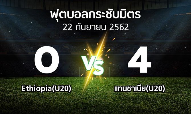 ผลบอล : Ethiopia(U20) vs แทนซาเนีย(U20) (ฟุตบอลกระชับมิตร)