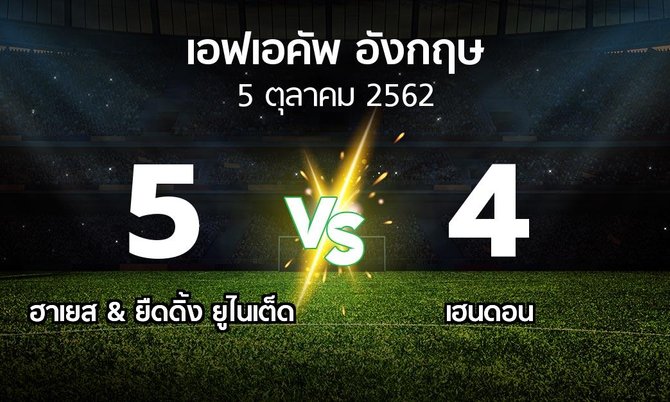ผลบอล : ฮาเยส & ยืดดิ้ง ยูไนเต็ด vs เฮนดอน (เอฟเอ คัพ 2019-2020)