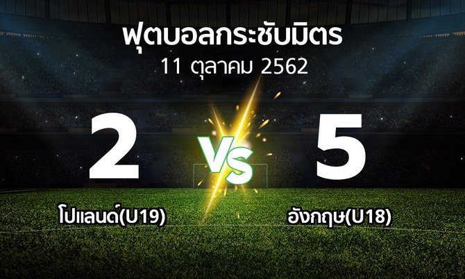 ผลบอล : โปแลนด์(U19) vs อังกฤษ(U18) (ฟุตบอลกระชับมิตร)