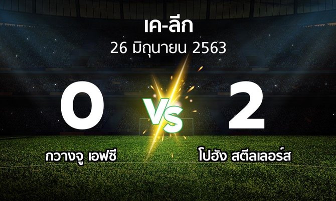 ผลบอล : กวางจู เอฟซี vs โปฮัง สตีลเลอร์ส (เค-ลีก 2020)
