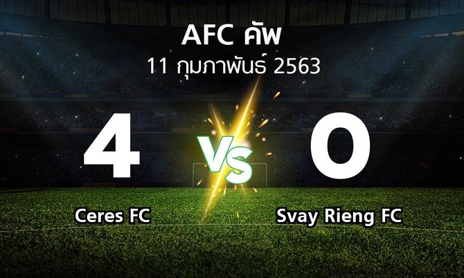 ผลบอล : Ceres FC vs Svay Rieng FC (เอเอฟซีคัพ 2020)
