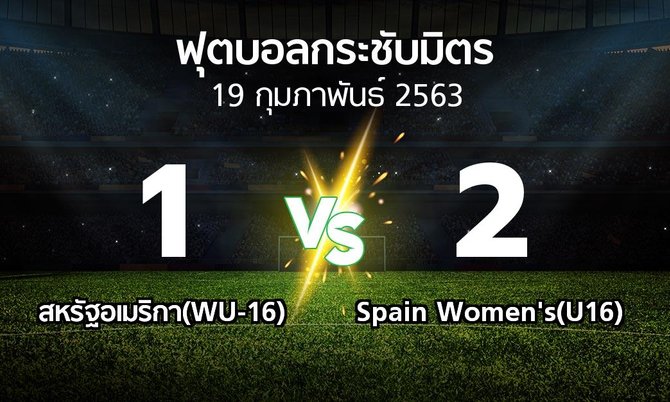 ผลบอล : สหรัฐอเมริกา(WU-16) vs Spain Women's(U16) (ฟุตบอลกระชับมิตร)